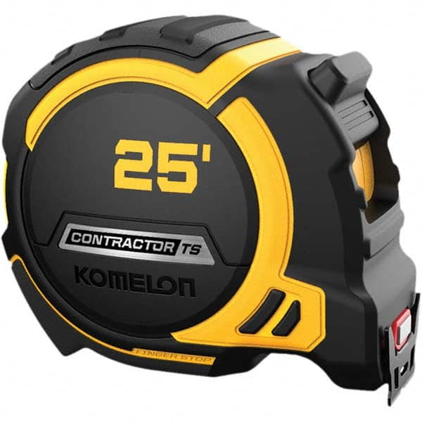 Komelon - 25' x 1-1/4" Hi-Vis Yellow/White Blade Tape Measure - Eagle Tool & Supply