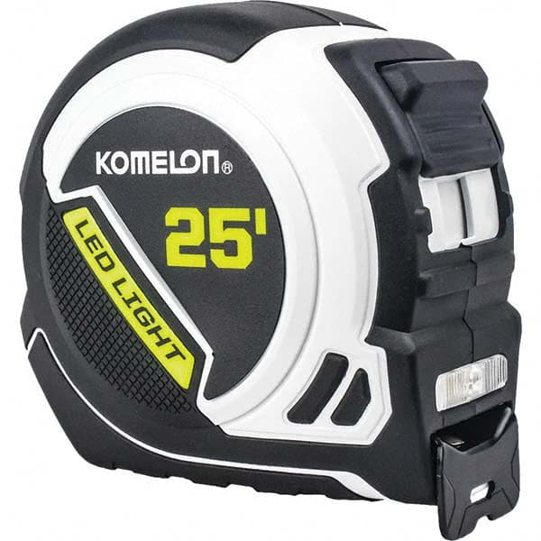 Komelon - 25' x 1" Hi-Vis Yellow/White Blade Tape Measure - Eagle Tool & Supply