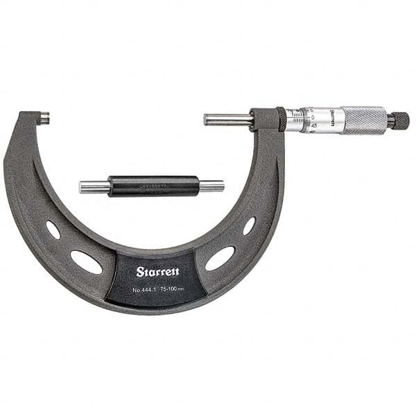 Starrett - Mechanical Outside Micrometers Minimum Measurement (mm): 75.00 Maximum Measurement (mm): 100.00 - Eagle Tool & Supply