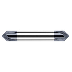 Chamfer Cutters - 0.3750″ (3/8″) Shank Diameter × 30° per side Carbide Flat Chamfer Cutter DE, 3 Flutes, AlTiN Coated - Exact Industrial Supply