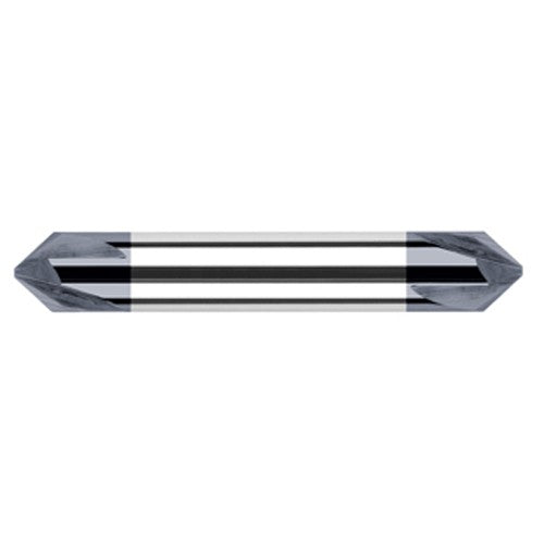 Chamfer Cutters - 0.3750″ (3/8″) Shank Diameter × 45° per side Carbide Flat Chamfer Cutter DE, 3 Flutes, AlTiN Coated - Exact Industrial Supply