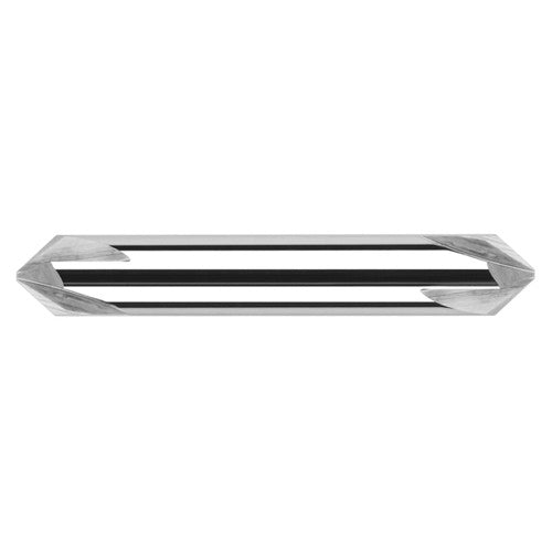 Chamfer Cutters - 0.1875″ (3/16″) Shank Diameter × 45° per side Carbide Flat Chamfer Cutter DE, 3 Flutes - Exact Industrial Supply