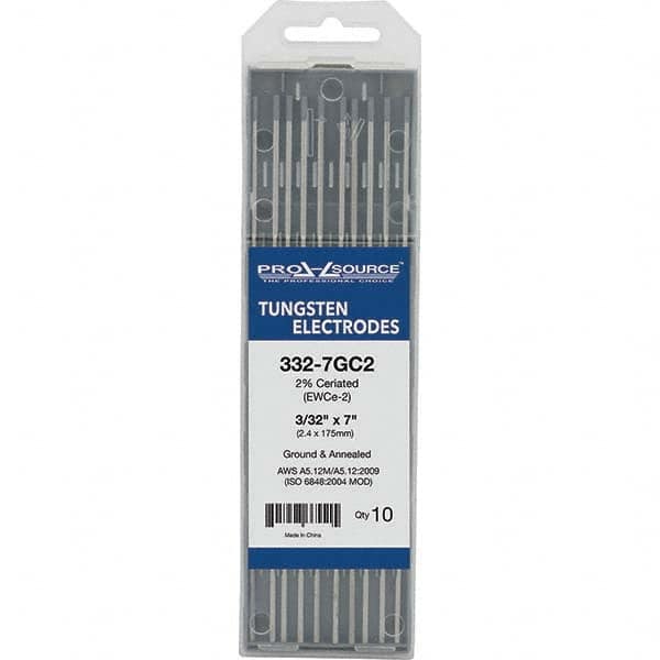 PRO-SOURCE - Tungsten Electrodes Type: 2% Cerialed Diameter (Inch): 3/32 - Eagle Tool & Supply
