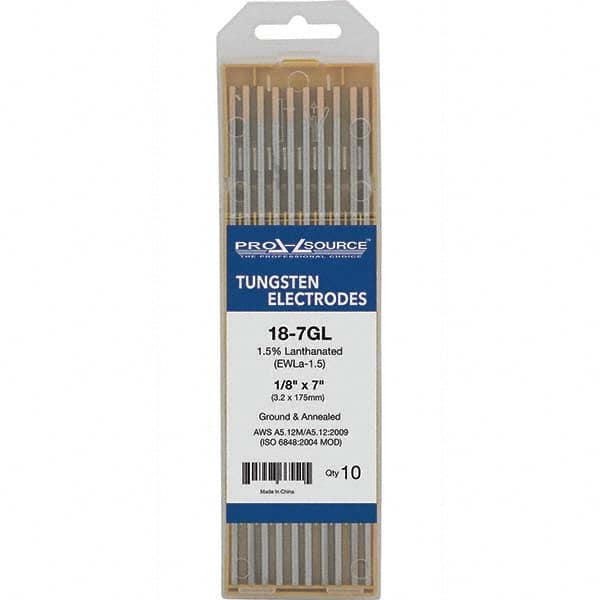 PRO-SOURCE - Tungsten Electrodes Type: 1.5% Lanthanated Diameter (Inch): 1/8 - Eagle Tool & Supply