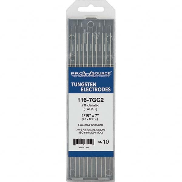 PRO-SOURCE - Tungsten Electrodes Type: 2% Cerialed Diameter (Inch): 1/16 - Eagle Tool & Supply