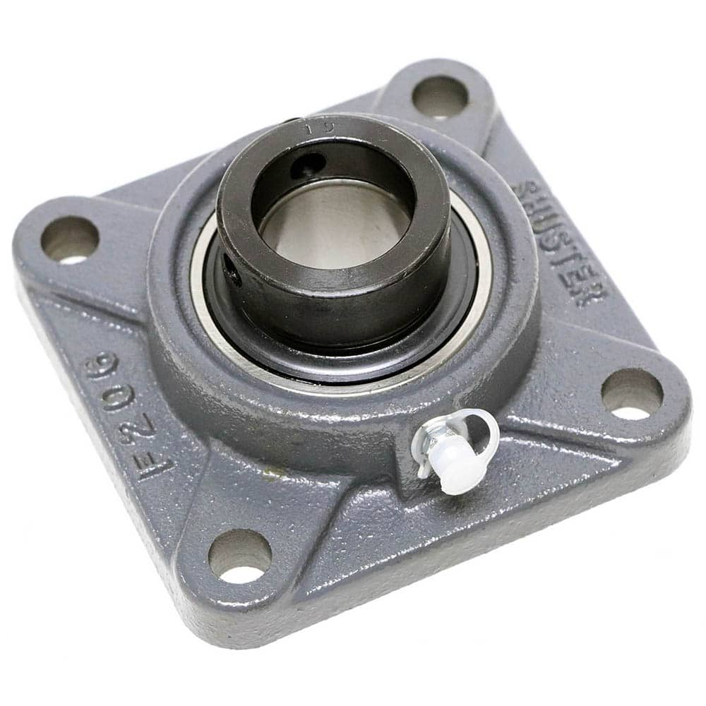 Shuster - NAF206-20, 1-1/4" ID, 4-1/4" OAL x 4-1/4" OAH, 4-Bolt Flange Bearing - Exact Industrial Supply