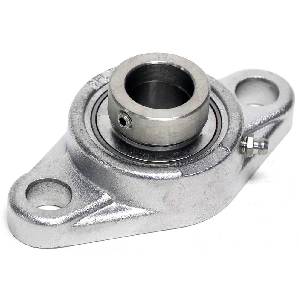 Shuster - SNASFL206, 30mm ID, 80mm OAL x 148mm OAH48.1mm Wide, 2-Bolt Flange Bearing - Exact Industrial Supply