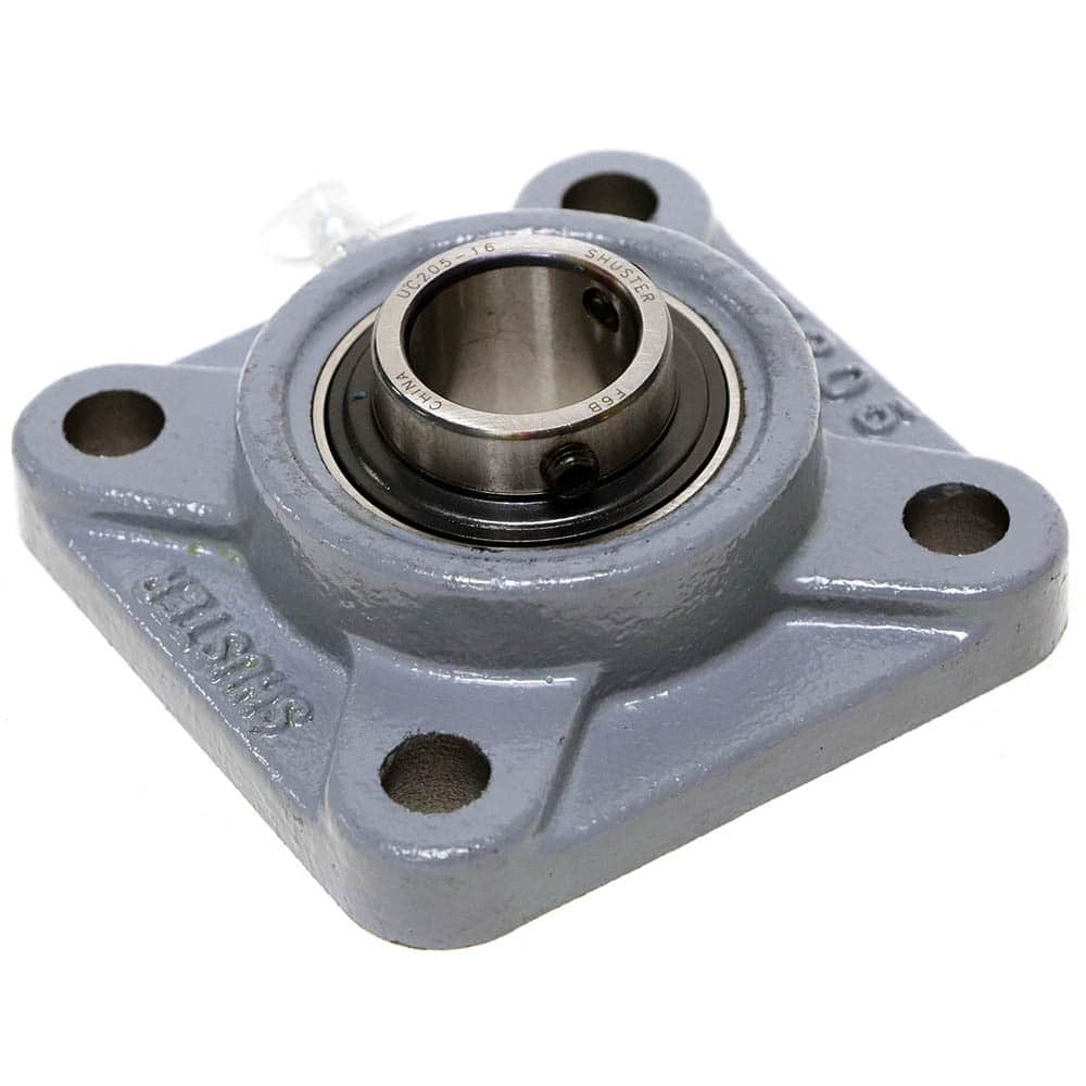 Shuster - UCF206-19, 1-3/16" ID, 4-1/4" OAL x 4-1/4" OAH, 4-Bolt Flange Bearing - Exact Industrial Supply