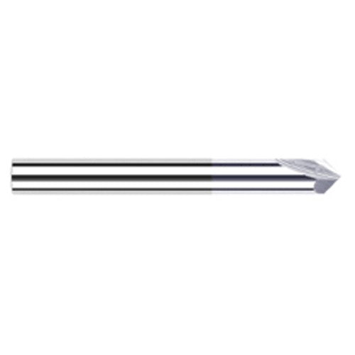 Chamfer Cutters - 0.3750″ (3/8″) Shank Diameter × 45° per side Carbide Pointed Chamfer Cutter, 2 Flutes, TiB2 Coated - Exact Industrial Supply