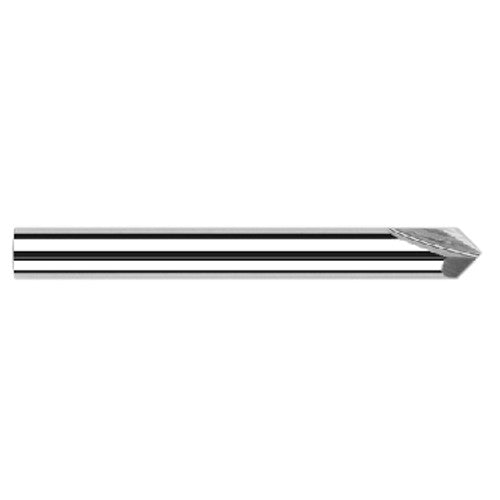 Chamfer Cutters - 0.2500″ (1/4″) Shank Diameter × 30° per side Carbide Pointed Chamfer Cutter, 2 Flutes - Exact Industrial Supply