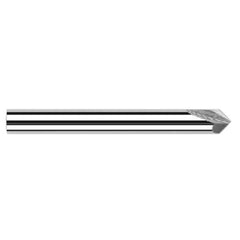 Chamfer Cutters - 0.3750″ (3/8″) Shank Diameter × 25° per side Carbide Pointed Chamfer Cutter, 2 Flutes - Exact Industrial Supply