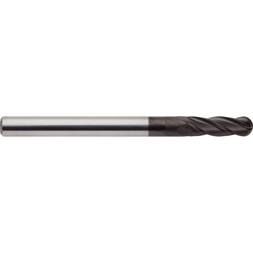 M.A. Ford - Ball End Mills; Mill Diameter (Inch): 1/8 ; Mill Diameter (Decimal Inch): 0.1250 ; Number of Flutes: 4 ; Length of Cut (Inch): 3/8 ; Length of Cut (Decimal Inch): 0.3750 ; Material: Solid Carbide - Exact Industrial Supply