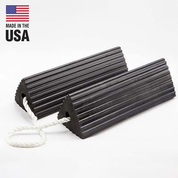 Checkers - 1 2-Piece 5" Wide x 5" High x 10" Deep Rubber Wheel Chock - Eagle Tool & Supply