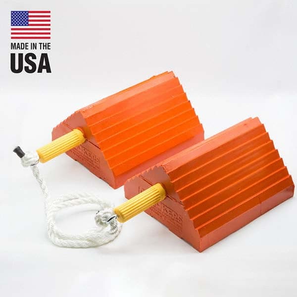 Checkers - 1 2-Piece 8-1/2" Wide x 5" High x 10" Deep Polyurethane Wheel Chock - Eagle Tool & Supply