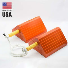 Checkers - 1 2-Piece 8-1/2" Wide x 5" High x 10" Deep Polyurethane Wheel Chock - Eagle Tool & Supply