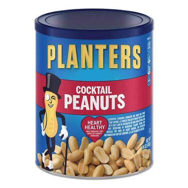 Planters - Snacks, Cookies, Candy & Gum Breakroom Accessory Type: Nuts Breakroom Accessory Description: Cocktail Peanuts, 16 oz Can - Eagle Tool & Supply