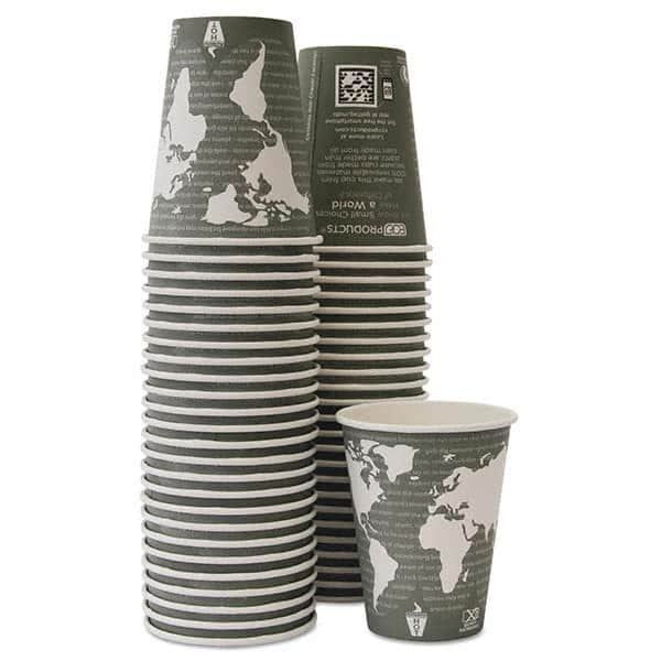 ECO PRODUCTS - World Art Renewable/Compostable Hot Cups, 12 oz, Gray, 50/Pack,10 Pack/Carton - Eagle Tool & Supply