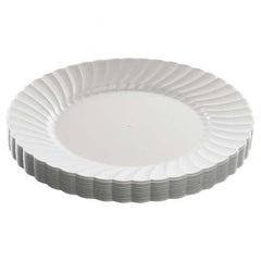 WNA - Classicware Plastic Dinnerware, Plates, Plastic, White, 9in, 12/Bag, 15/Carton - Eagle Tool & Supply