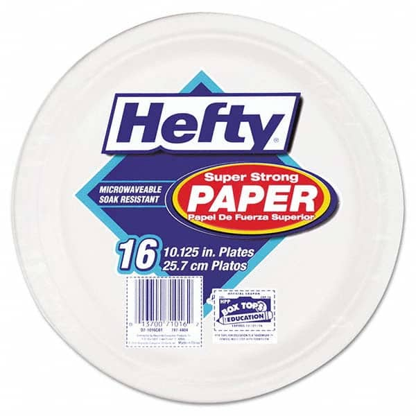 Hefty - Super Strong Paper Dinnerware, 10 1/8" Plate, Bagasse, 16/Pack, 12 Packs/Carton - Eagle Tool & Supply