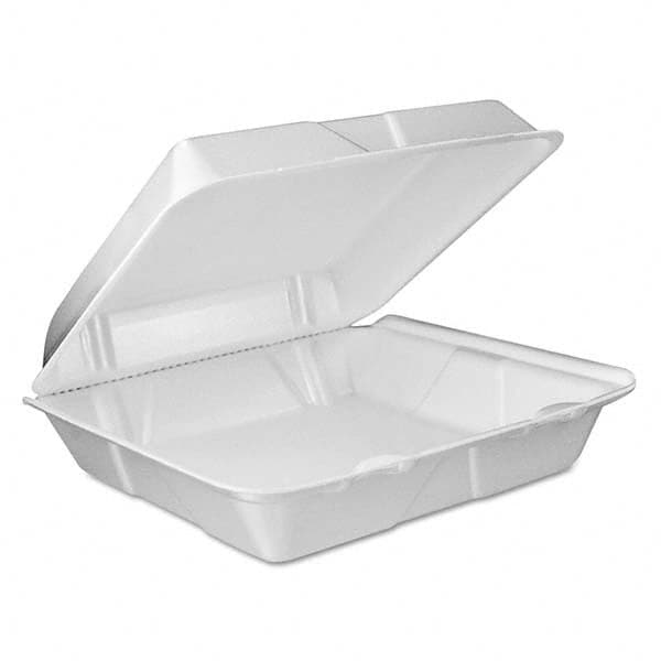 DART - Foam Vented Hinged Lid Containers, 9w x 9 2/5d x 3h, White, 100/PK, 2 PK/CT - Eagle Tool & Supply