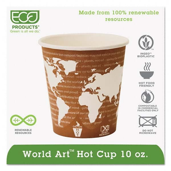 ECO PRODUCTS - World Art Renewable Compostable Hot Cups, 10 oz, 50/PK, 20 PK/CT - Eagle Tool & Supply