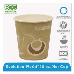 ECO PRODUCTS - Evolution World 24% Recycled Content Hot Cups - 10 oz, 50/PK, 20 PK/CT - Eagle Tool & Supply