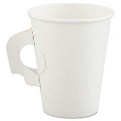 DART - Polycoated Hot Paper Cups with Handles, 8 oz, White - Eagle Tool & Supply