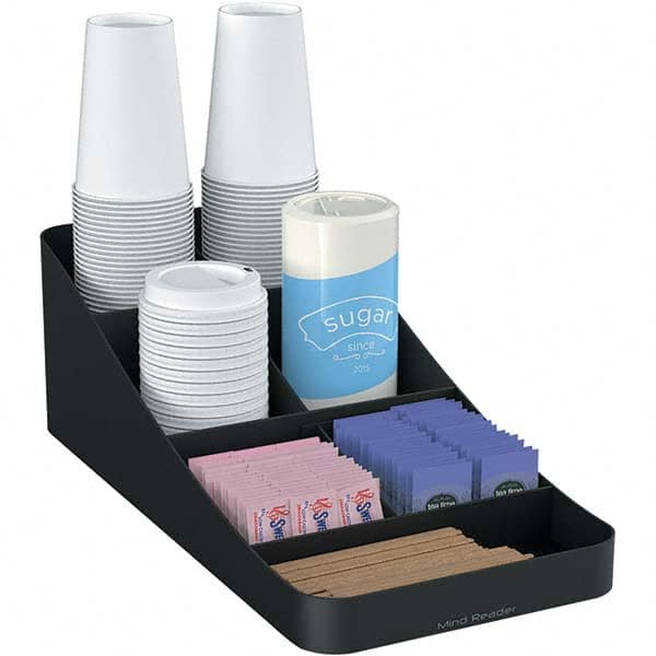 Mind Reader - Condiments & Dispensers Breakroom Accessory Type: Condiment Dispenser Breakroom Accessory Description: Trove Seven-Compartment Coffee Condiment Organizer - Eagle Tool & Supply