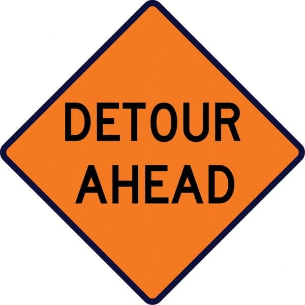 VizCon - "Detour Ahead," 36" Wide x 36" High Vinyl Construction Roadway Sign - Eagle Tool & Supply