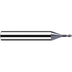 Fraisa - 0.1mm Diam, 0.1mm LOC, 2 Flute Solid Carbide Ball End Mill - Eagle Tool & Supply