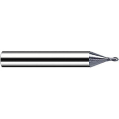 Fraisa - 0.1mm Diam, 0.1mm LOC, 2 Flute Solid Carbide Ball End Mill - Eagle Tool & Supply