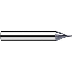 Fraisa - 0.1mm Diam, 0.1mm LOC, 2 Flute Solid Carbide Ball End Mill - Eagle Tool & Supply