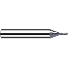 Fraisa - 0.1mm Diam, 0.1mm LOC, 2 Flute Solid Carbide Ball End Mill - Eagle Tool & Supply