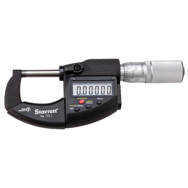 Starrett - Electronic Outside Micrometer Sets Minimum Measurement (Inch): 0 Minimum Measurement (mm): 0 - Eagle Tool & Supply