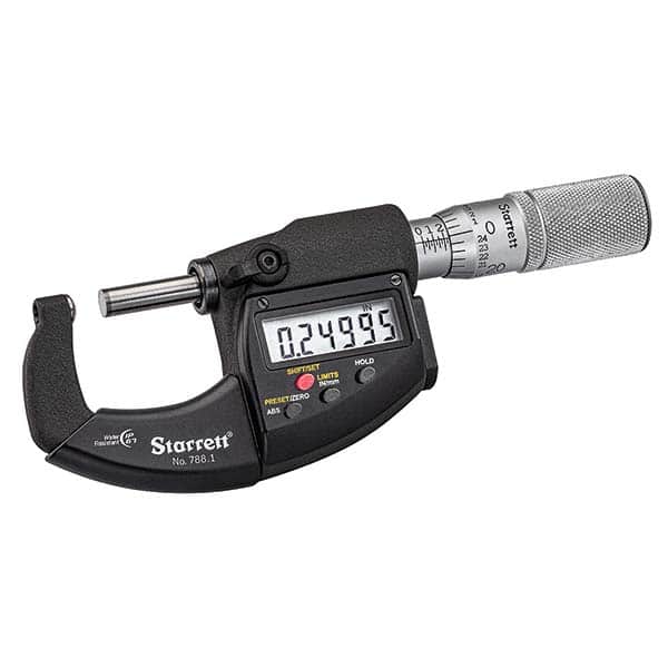 Starrett - Ball Anvil Micrometers Operation Type: Electronic Minimum Measurement (mm): 0.00 - Eagle Tool & Supply