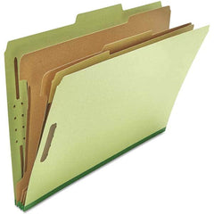 UNIVERSAL - File Folders, Expansion Folders & Hanging Files Folder/File Type: Classification Folders with Tob Tab Fastener Color: Green - Eagle Tool & Supply