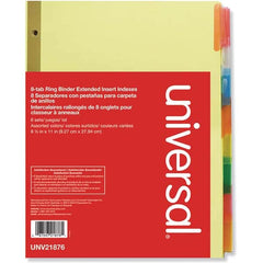 UNIVERSAL - Tabs, Indexes & Dividers Indexes & Divider Type: Customizable Size: 8-1/2 x 11 - Eagle Tool & Supply