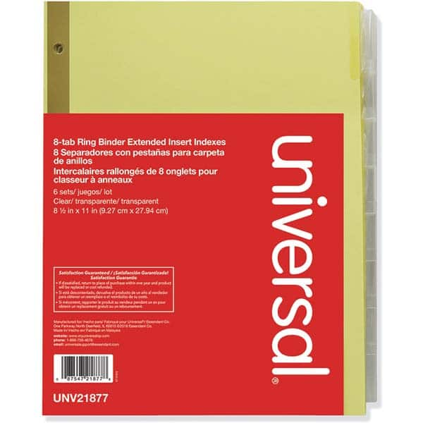 UNIVERSAL - Tabs, Indexes & Dividers Indexes & Divider Type: Customizable Size: 8-1/2 x 11 - Eagle Tool & Supply