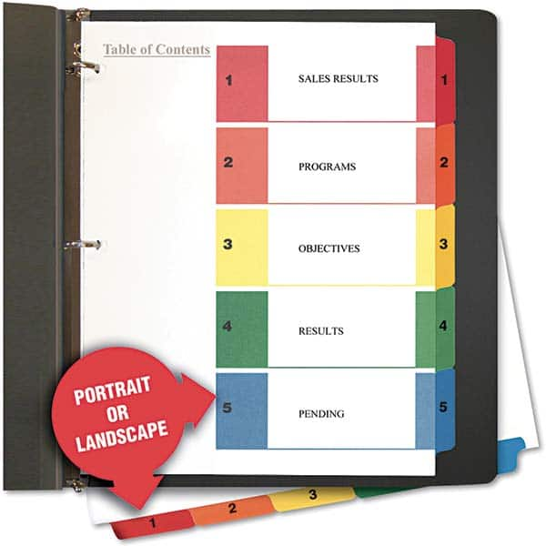 UNIVERSAL - Tabs, Indexes & Dividers Indexes & Divider Type: Preprinted Numeric Size: 8-1/2 x 11 - Eagle Tool & Supply