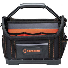 Crescent - 25 Pocket, Polyester, Black/Orange Open Top Tool Bag - Eagle Tool & Supply