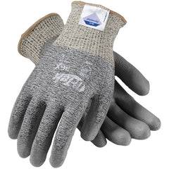 ‎19-D320/L Coated Gloves - G-Tek 3GX Dyneema Diamond - 13G S&P Poly Shell - Gray PU Smooth Grip - A3 - Exact Industrial Supply