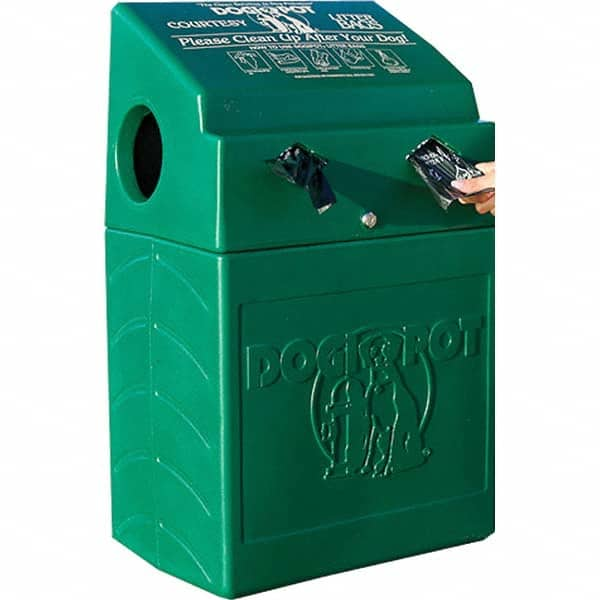 Pet Waste Stations; Mount Type: Pole Mount; Overall Height Range (Feet): 4' - 8'; Color: Green; Container Shape: Rectangle; Waste Container Capacity: 10 gal; Waste Container Width/Diameter (Inch): 20; Lid Included: Yes; Container Material: Poly; Includes: