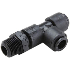 Parker - Plastic Push-To-Connect Tube Fittings Type: Male Swivel Run Tee Tube Outside Diameter (Inch): 1/4 - Eagle Tool & Supply