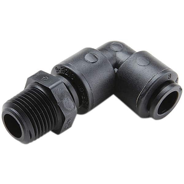Parker - Plastic Push-To-Connect Tube Fittings Type: Male Swivel Elbow Tube Outside Diameter (Inch): 1/4 - Eagle Tool & Supply