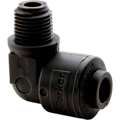 Parker - Plastic Push-To-Connect Tube Fittings Type: Male Elbow Tube Outside Diameter (Inch): 1/4 - Eagle Tool & Supply
