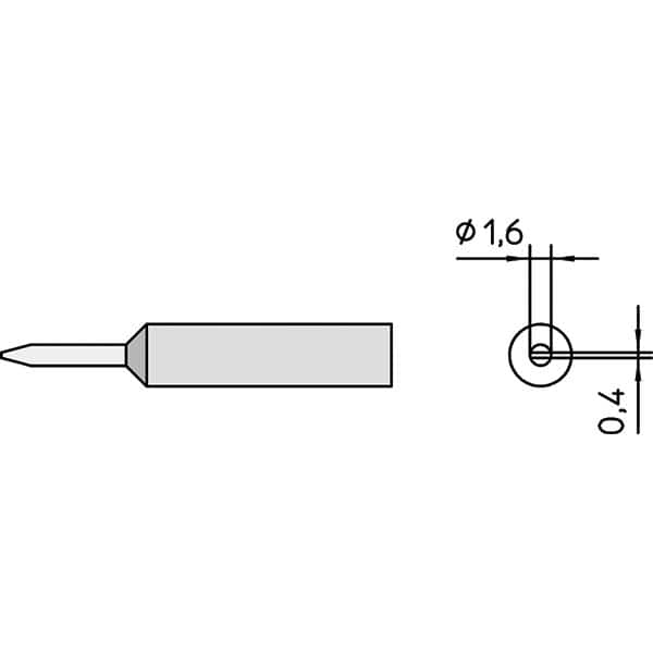 Weller - Soldering Iron Tips; Type: Chisel; Chisel ; For Use With: WXP90; WTP90; WXP65; WP65 ; Point Size: 1.6000 (Decimal Inch); Tip Type: Chisel ; Tip Diameter: 4.750 (Inch); Tip Diameter: 4.750 (mm) - Exact Industrial Supply