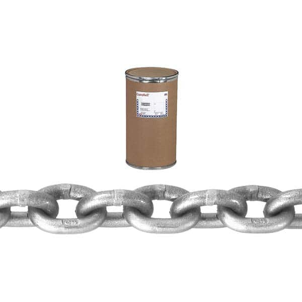 Campbell - Welded Chain; Chain Grade: 43 ; Trade Size: 5/8 ; Load Capacity (Lb.): 13000.000 ; Finish/Coating: Galvanized ; Type: Welded ; Length (Feet): 150 - Exact Industrial Supply