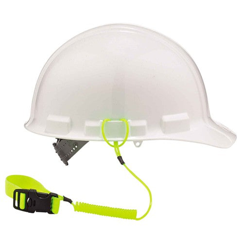 3157 Lime Coil Hard Hat Lanyard With Buckle - Eagle Tool & Supply