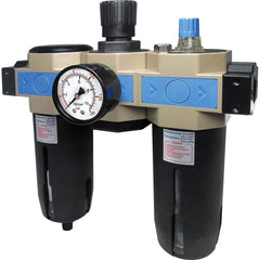 FRL Combination Unit: 3/4 NPT, Heavy-Duty with Pressure Gauge 280.37 SCFM, 145 Max psi, Aluminum Bowl, Semi-Automatic Drain