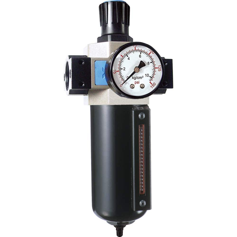 FRL Combination Unit: 1 NPT, Heavy-Duty with Pressure Gauge 289.55 SCFM, 215 Max psi, Aluminum Bowl, Automatic Drain